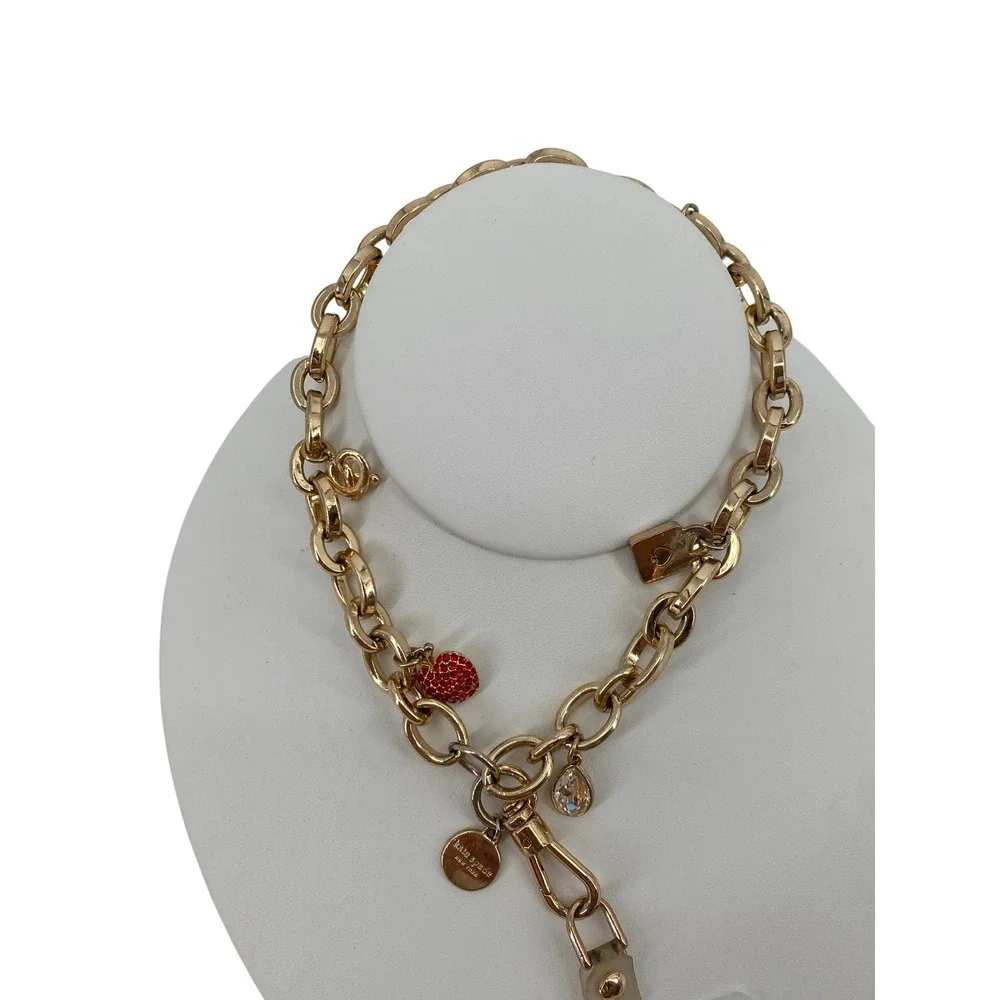 Kate Spade Phone Wristlet Womens OS Gold Apple Charm Chain Strap